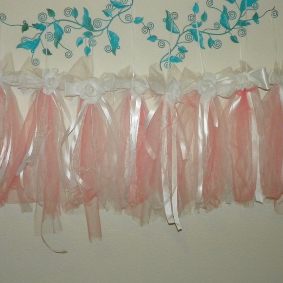 5 White Flower Lace Pink Wedding Pew Party Decor - Picture 5 of 11